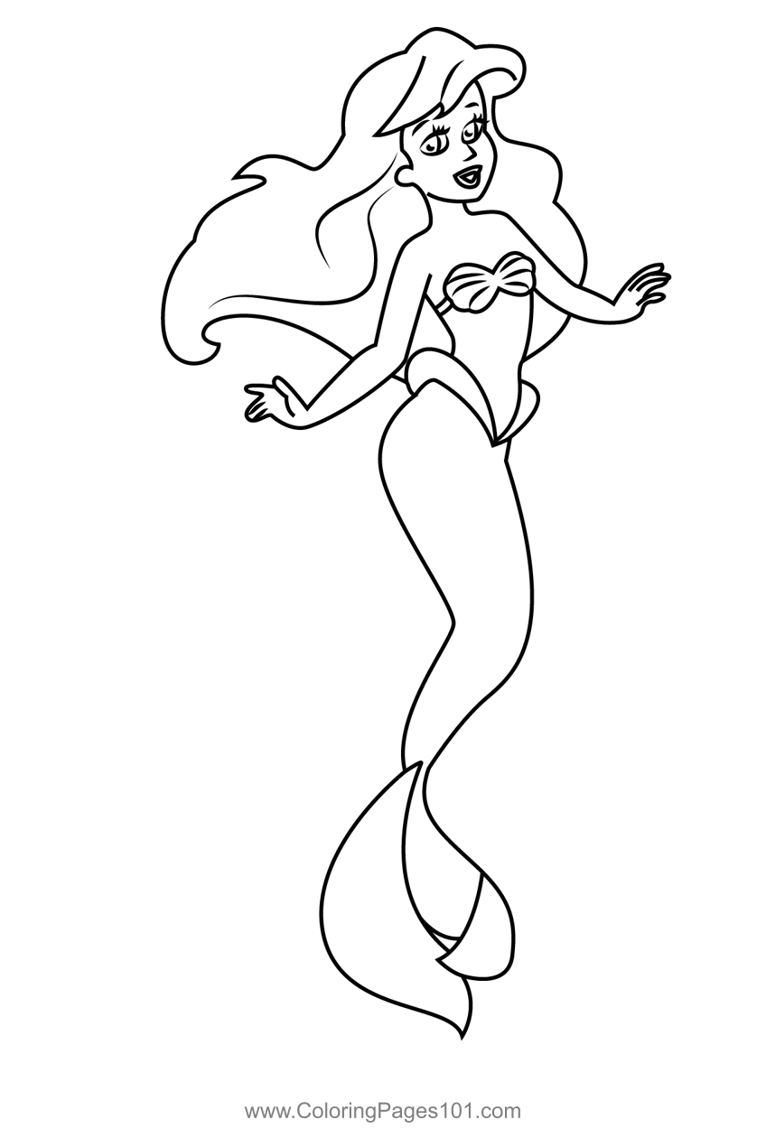 Ariel little mermaid coloring page for kids