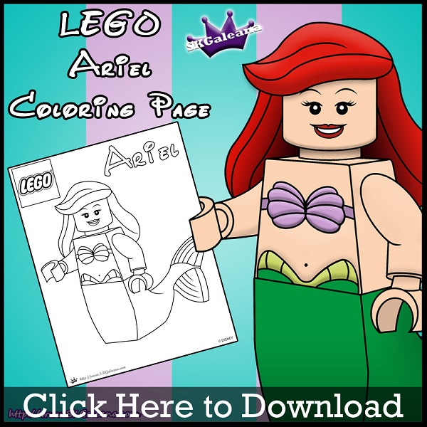 Free lego printable coloring page of ariel from the little mermaid â