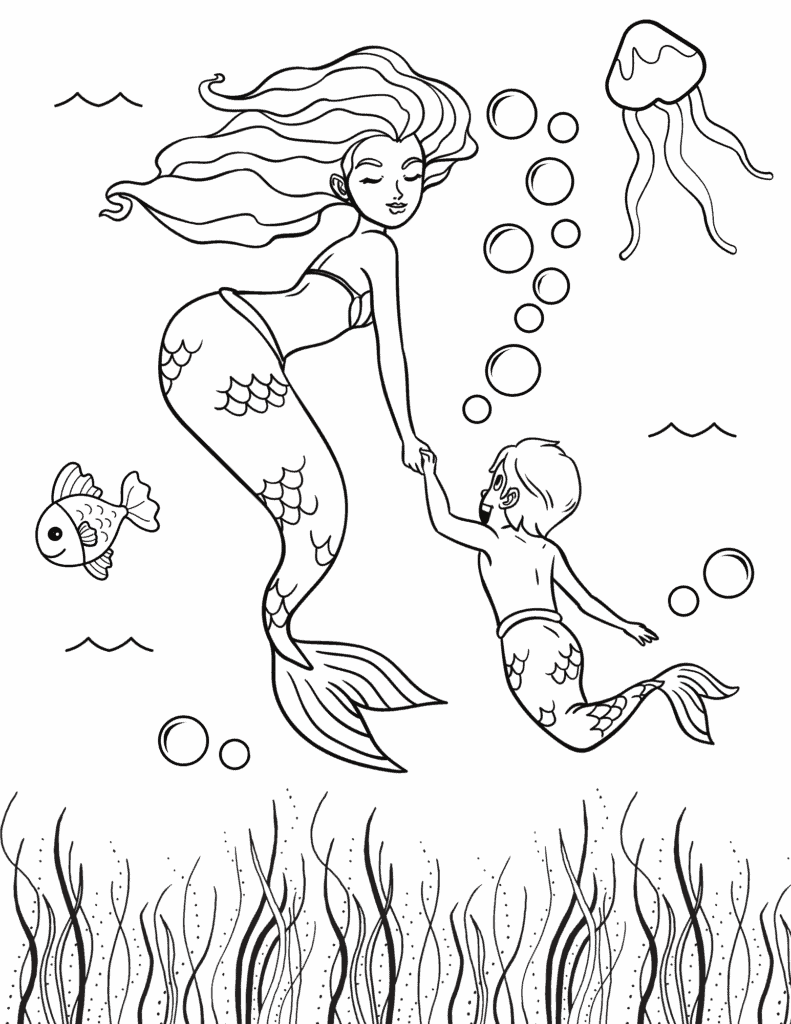 Free printable mermaid coloring pages for kids