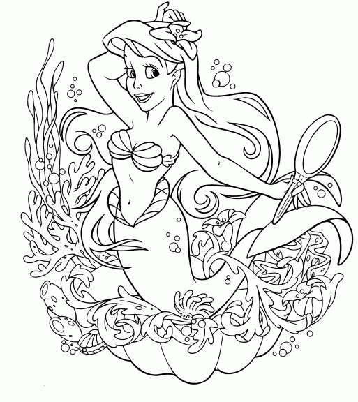 Very detailed coloring pages of the little mermaid disney