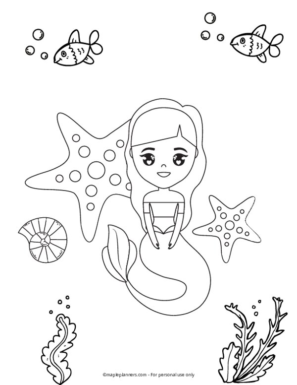 Mermaid coloring pages for kids free coloring pages