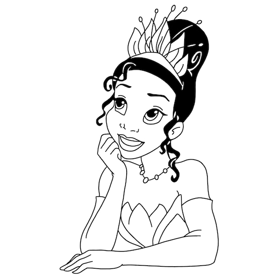 Princess tiana face digital files the princess and the frog svgpdfpngjpeg princess coloring pages