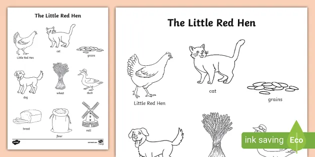 The little red hen louring sheets teacher made