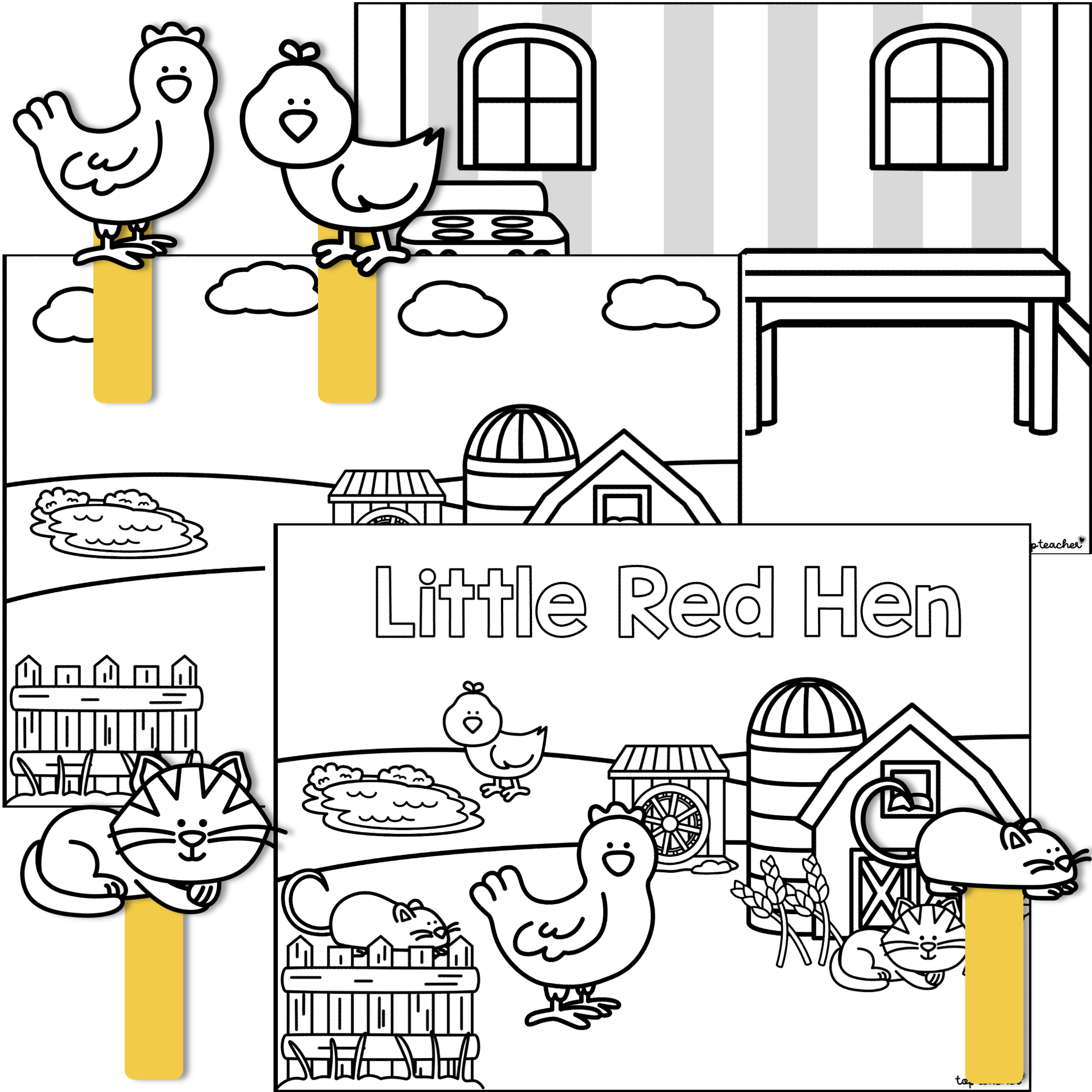 Little red hen puppet retell booklet