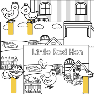 Little red hen puppet retell booklet