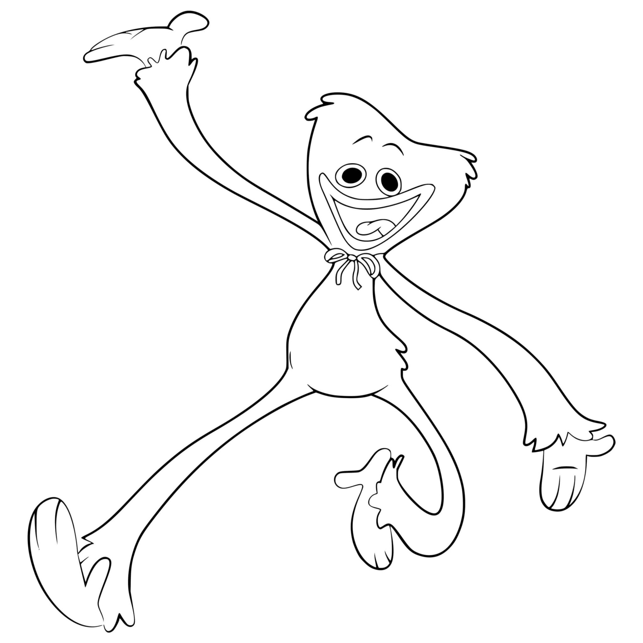 Huggy wuggy running coloring page