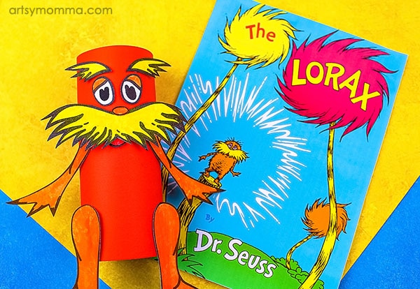 Recycled cardboard tube lorax craft with printable template