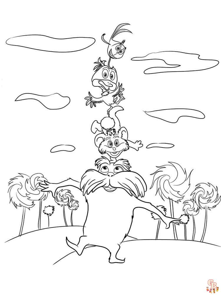 Free and easy lorax coloring pages for kids