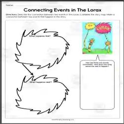 Connecting events in the lorax worksheet by teach simple