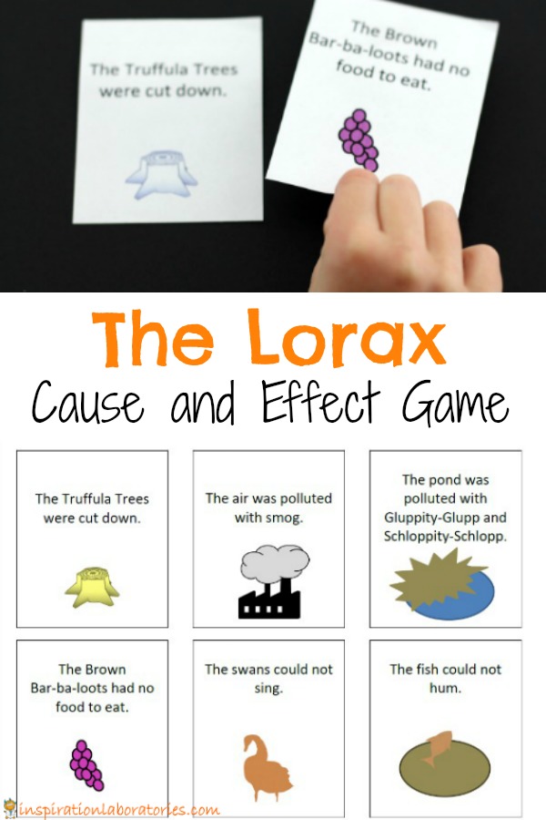 Lorax cause and effect matching game inspiration laboratories