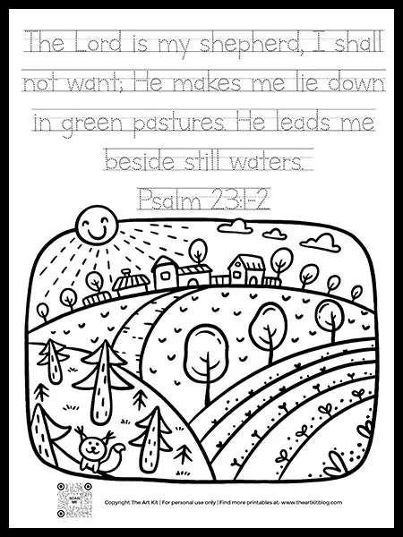 Free printable bible verse coloring page the lord is my shepherd dotted font â the art kit