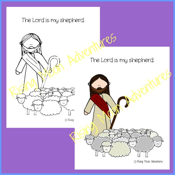 The lord is my shepherd coloring page and colored display page download