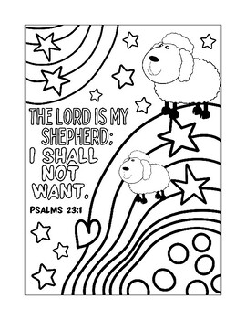 Bible verse psalm lord is my shepherd fun cute relaxing doodle coloring page