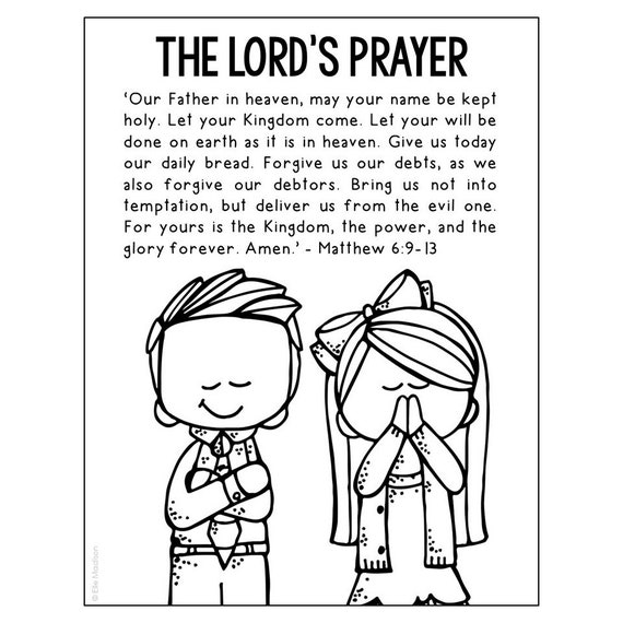 The lords prayer bible story coloring page activity sunday school lesson plan bible study unit for kids new testament for kids