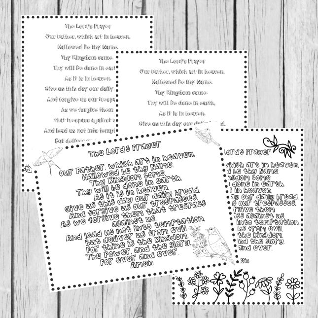 The lords prayer coloring pages in languages pages