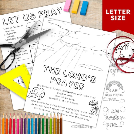 The lords prayer coloring page my prayer cube christian game sunday school bible activity printable