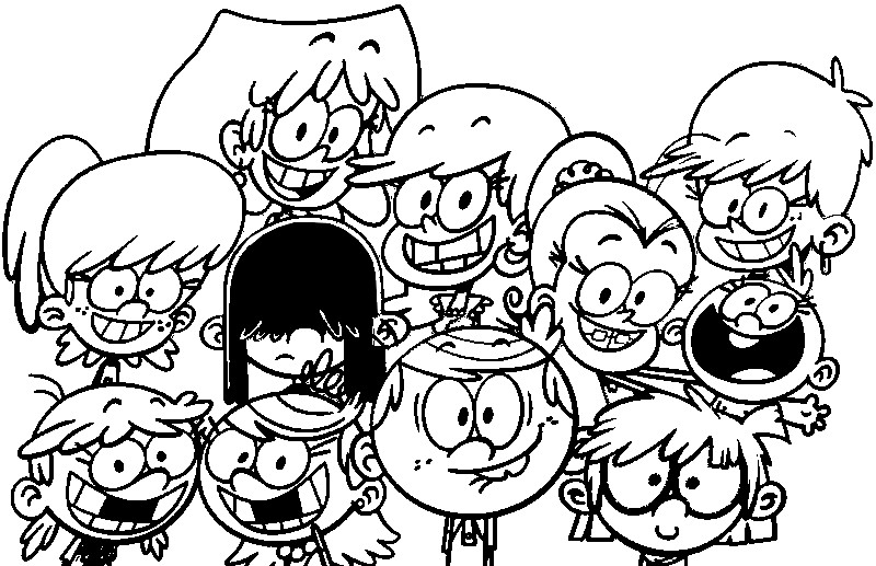Coloring page the loud house loud family