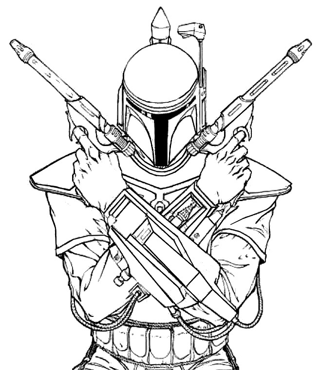 Coloring page the mandalorian boba fett