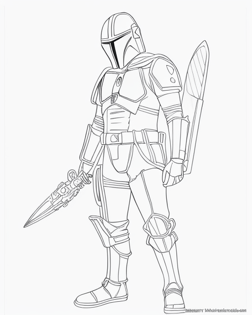 Mandalorian colouring page by starryai