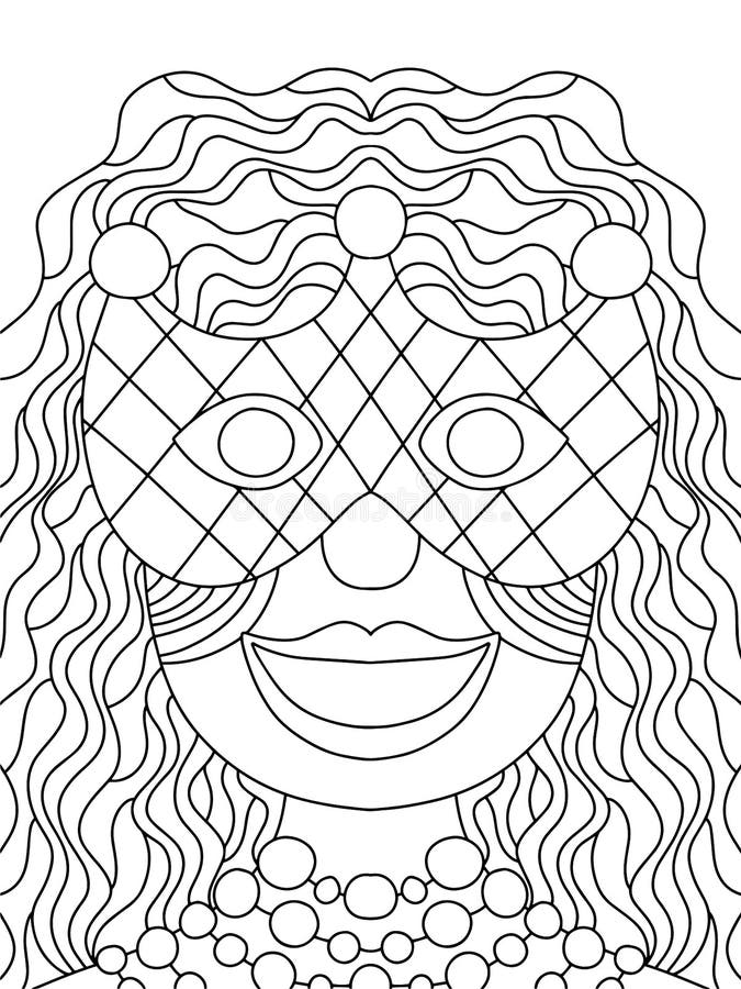 Mardi gras queen coloring page stock vector illustration stock vector