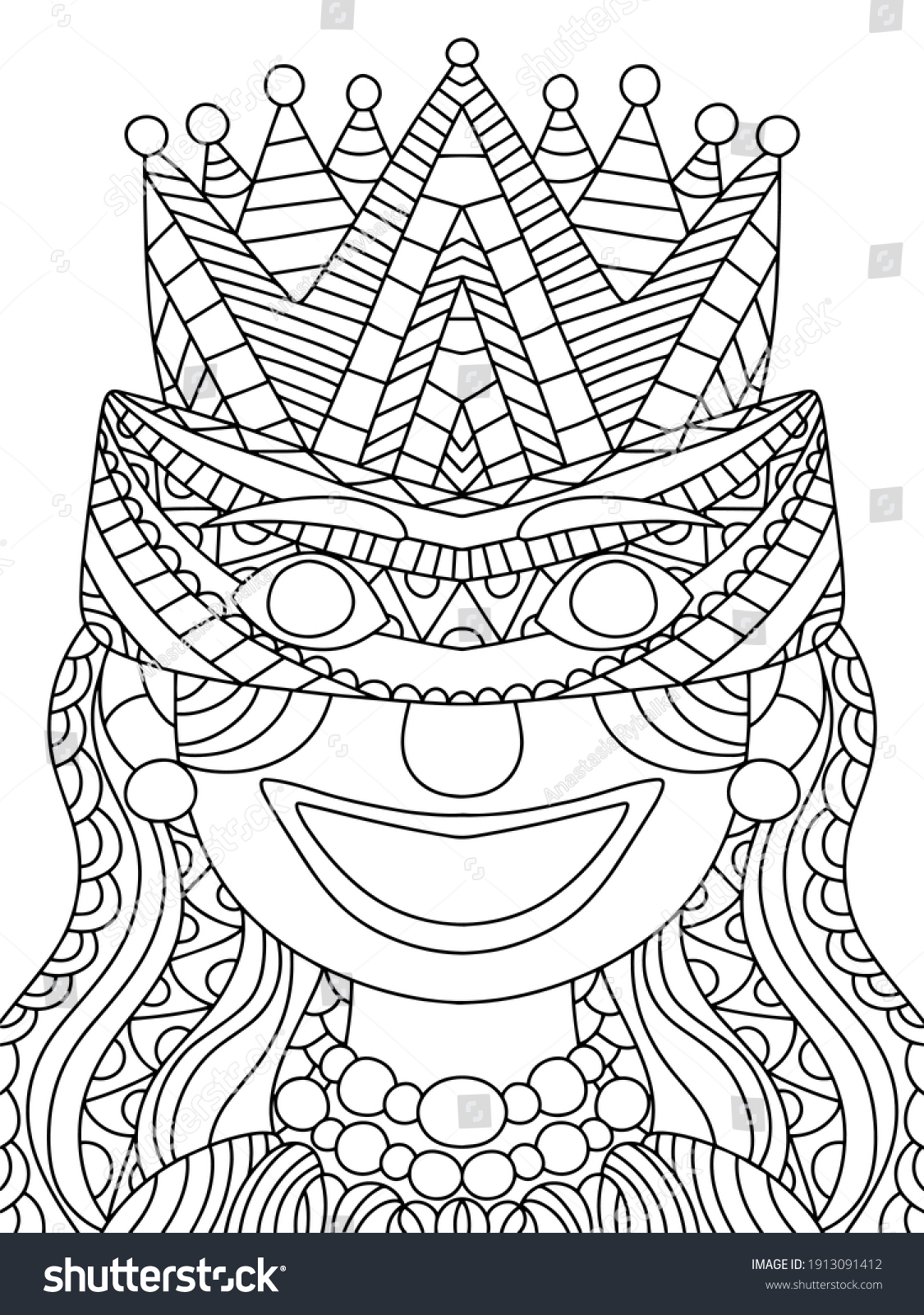 Coloring page celebrate carnival mardi gras shrove royalty