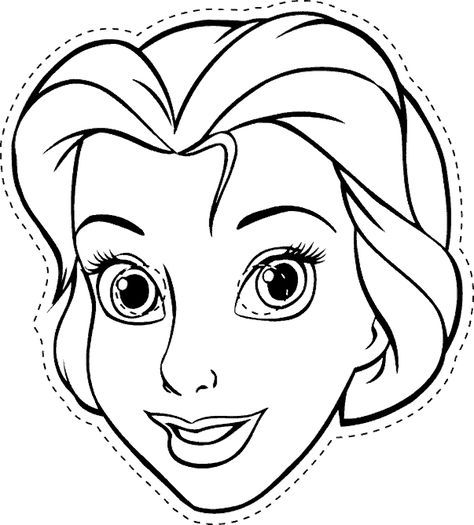 Free printable coloring page belle mask princesscoloringpages princess coloring pages belle coloring pages printable halloween masks