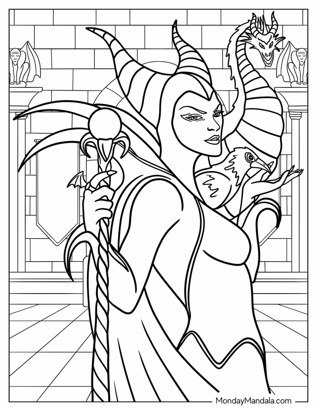 Maleficent coloring pages free pdf printables