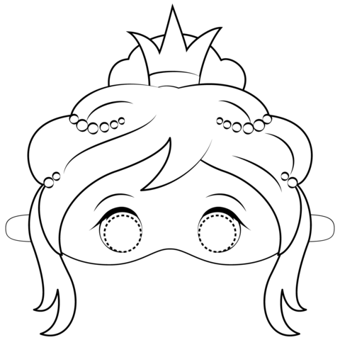 Princess mask coloring page free printable coloring pages