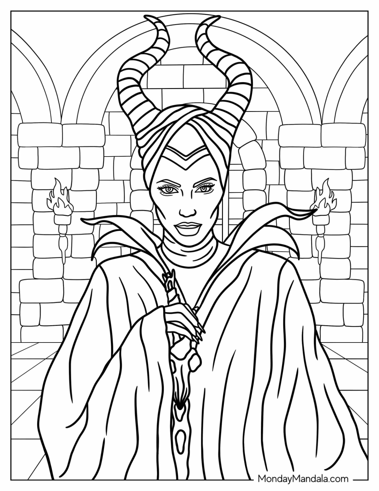 Maleficent coloring pages free pdf printables