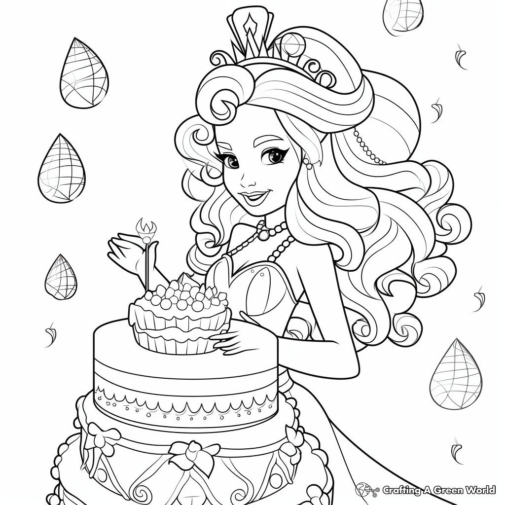 Mermaid cake coloring pages