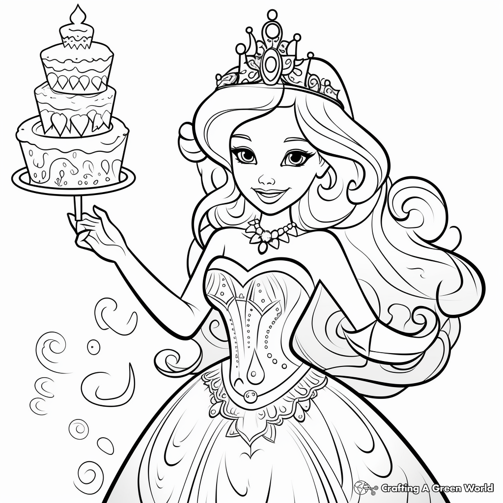 Mermaid cake coloring pages