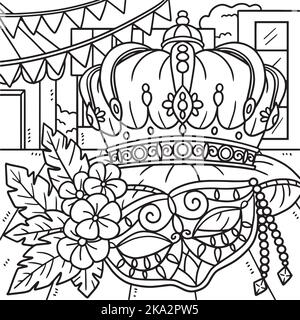 Mardi gras crown king coloring page illustration stock vector image art