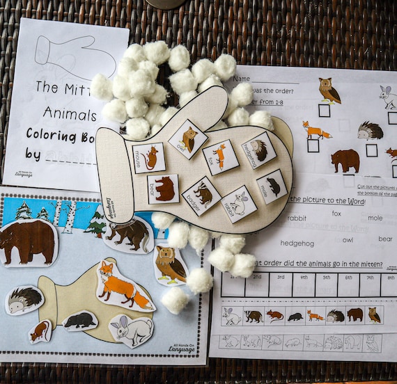 The mitten story panion with characters and scenery for sequencing and retelling the story autism pdf printable