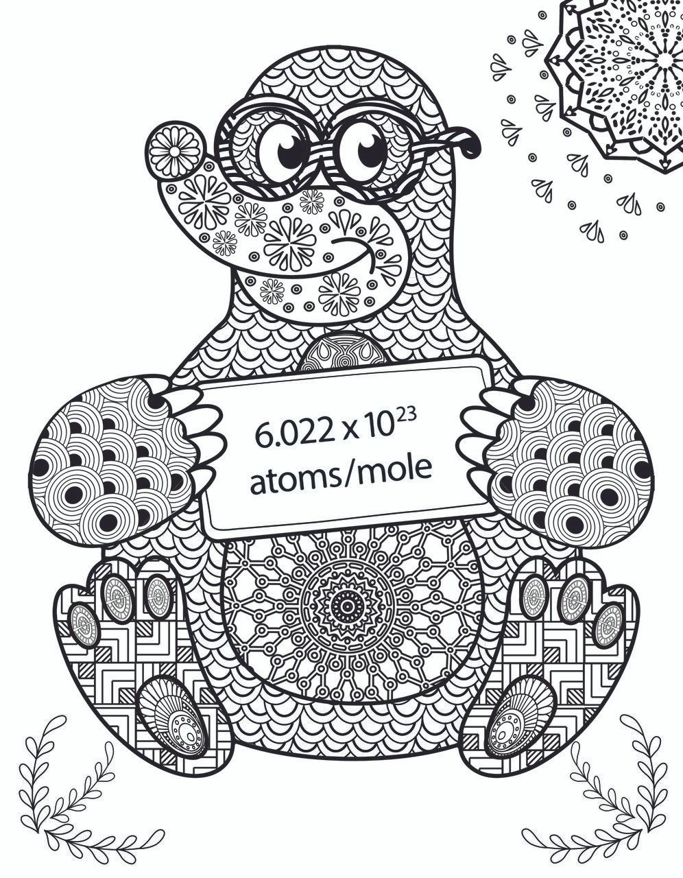 M is for mole coloring book page