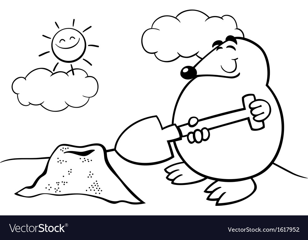 Mole cartoon coloring page royalty free vector image