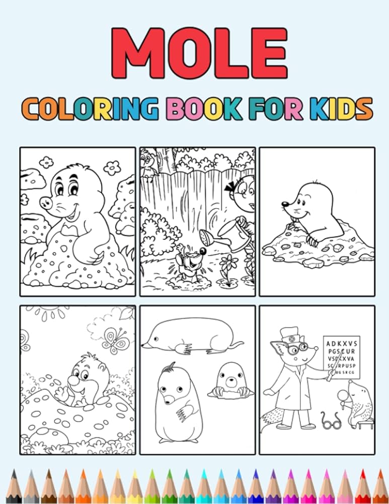 Mole coloring book for kids easy designs to color fun colouring activity workbook for little children boys girls pre k kindergarten preschool cute gift books for moles lovers press