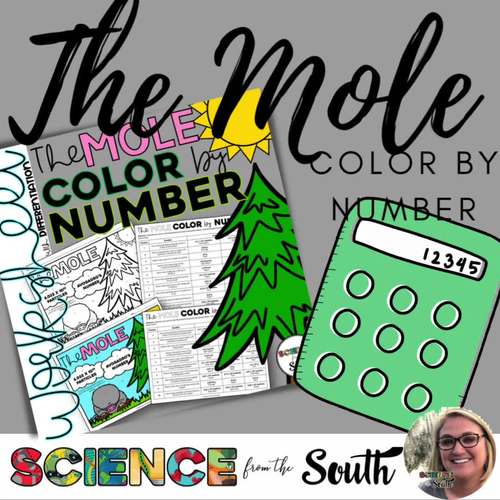 Mole calculations worksheet color by number with chemistry mole conversions