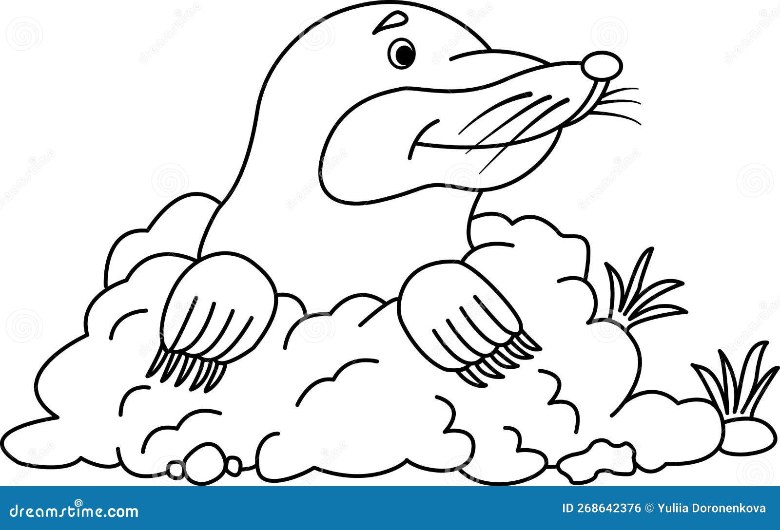 Cartoon cute mole for coloring page stock vector