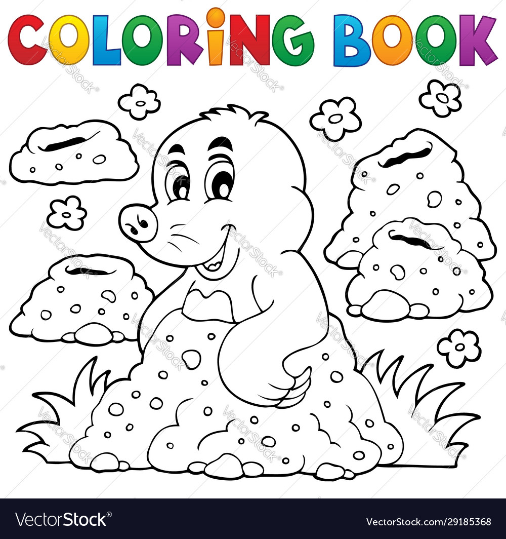 Coloring book with happy mole theme royalty free vector