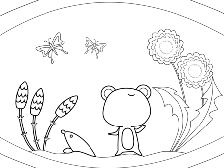 Free vectors frog and mole coloring book illustration