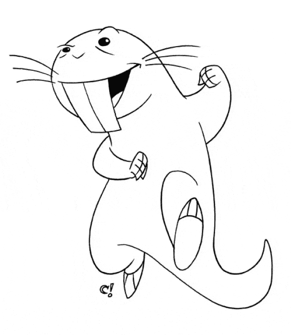 Naked mole rat coloring page