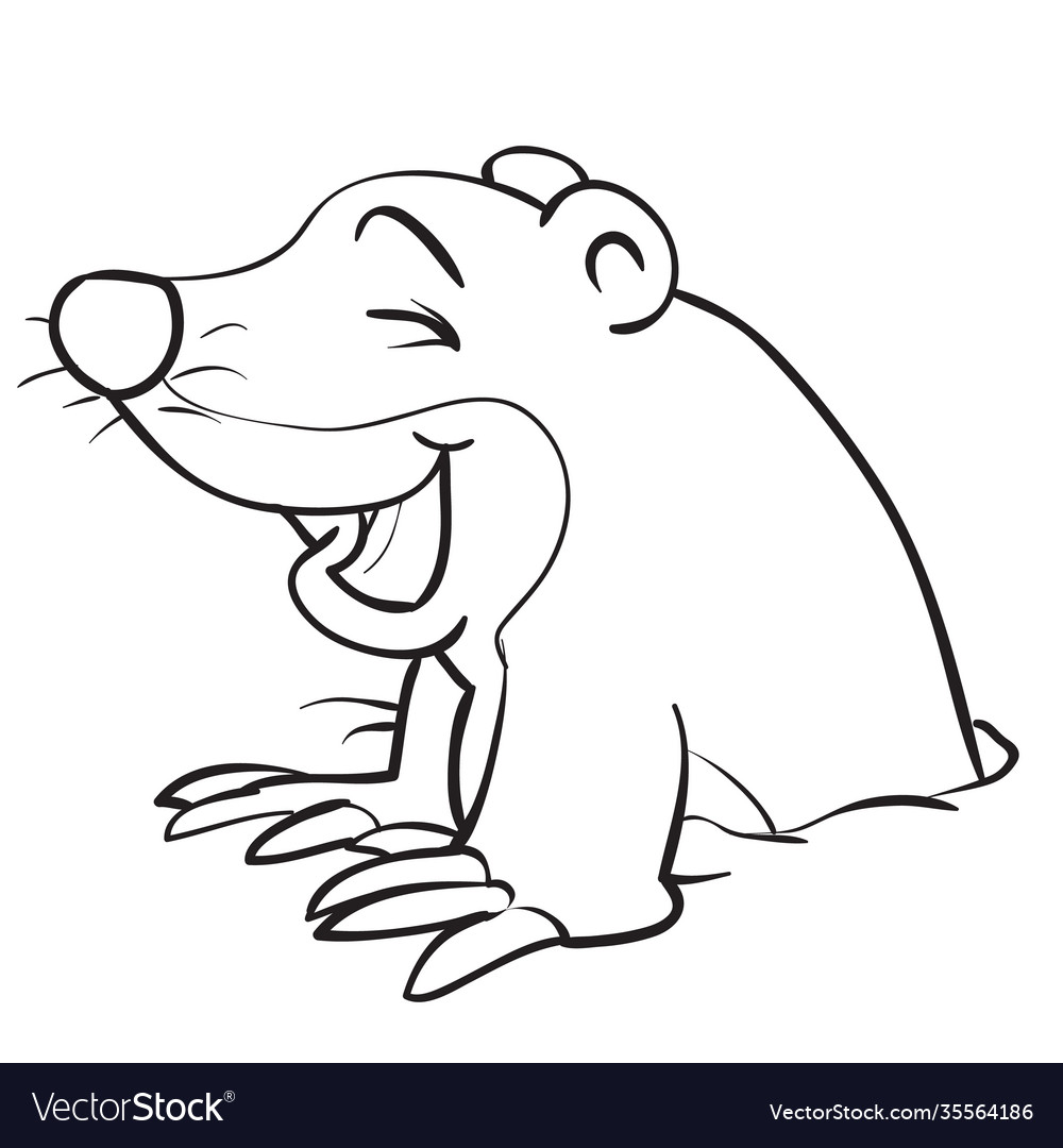 Sketch cute mole character coloring book vector image