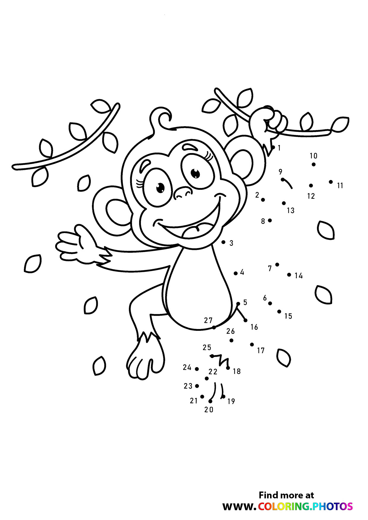 Monkey swinging dot the dots