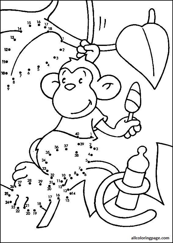 Monkey dot to dot coloring page â free printable coloring page