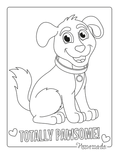 Free dog coloring pages for kids adults