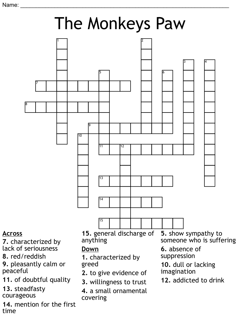 The monkeys paw crossword