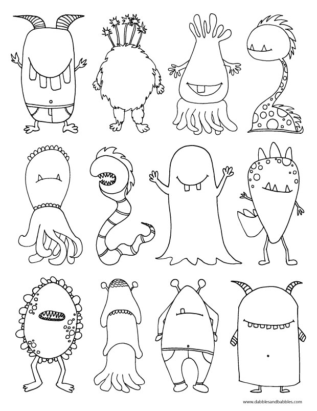 Monsters coloring page