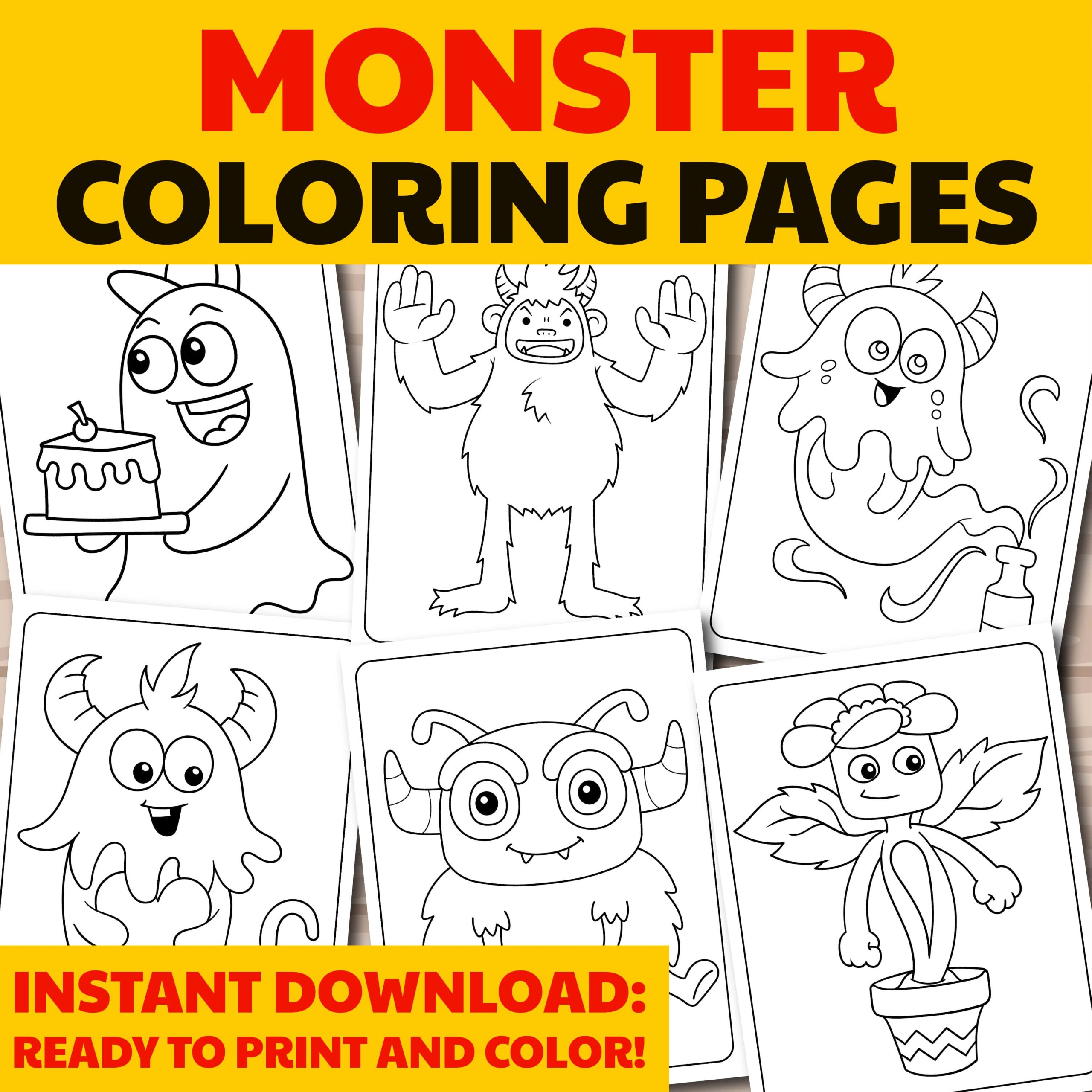 Cute monster coloring pages printable monster coloring pages for kids instant download coloring made by teachers