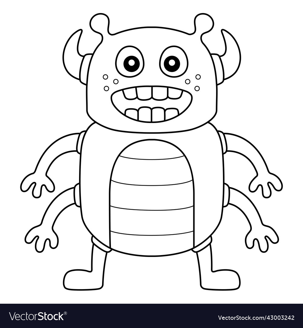 Four arm monster coloring page for kids royalty free vector