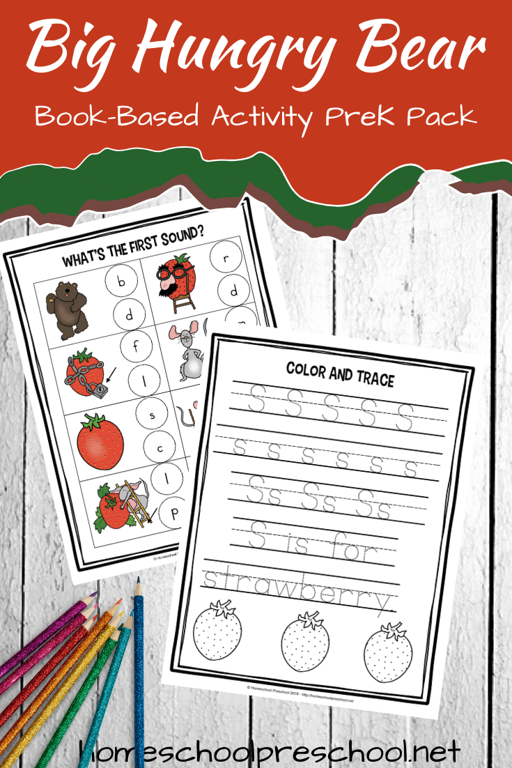 Printable big hungry bear activities for preschoolers